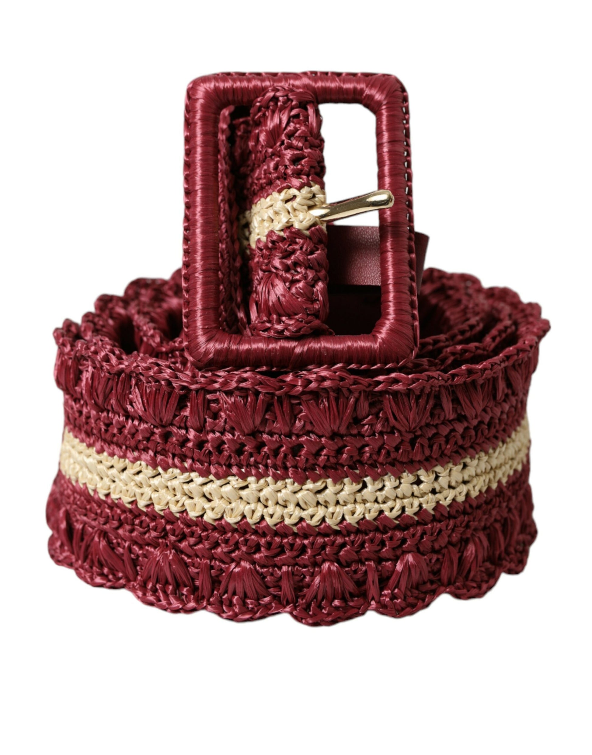 Dolce & Gabbana Maroon Elegance Canvas Waist Belt - KALAJ