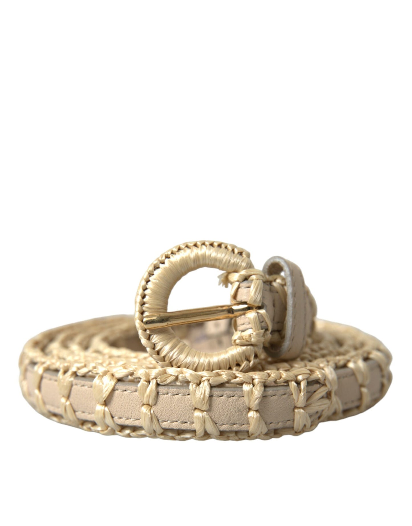 Dolce & Gabbana Elegant Beige Leather Waist Belt - KALAJ