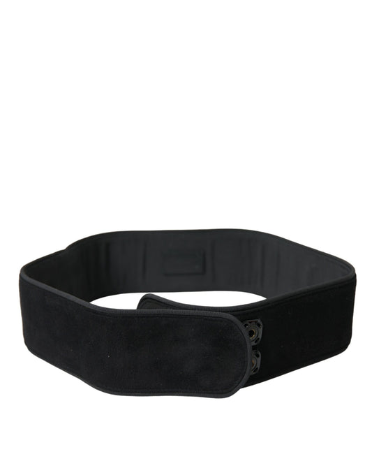 Dolce & Gabbana Elegant Suede Waist Belt in Timeless Black - KALAJ