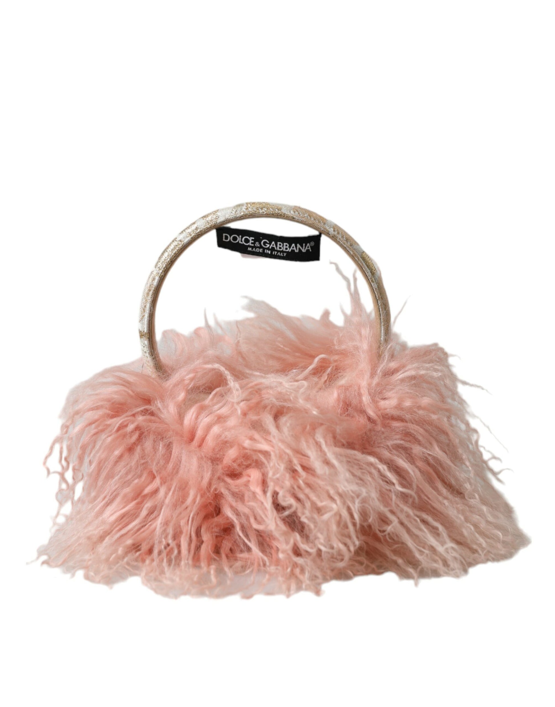 Dolce & Gabbana Elegant Pink Fur Earmuffs - Winter Chic Accessory - KALAJ