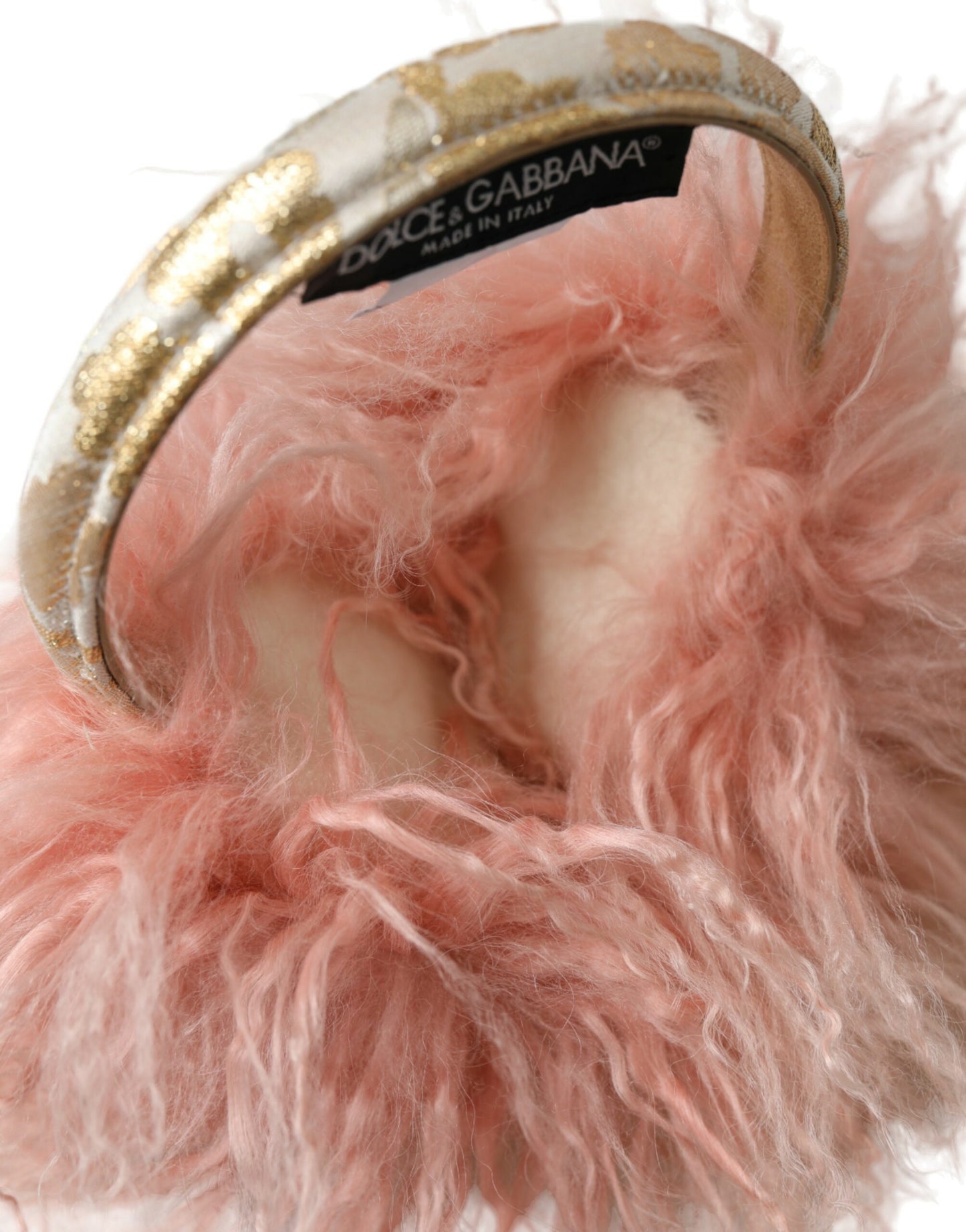 Dolce & Gabbana Elegant Pink Fur Earmuffs - Winter Chic Accessory - KALAJ