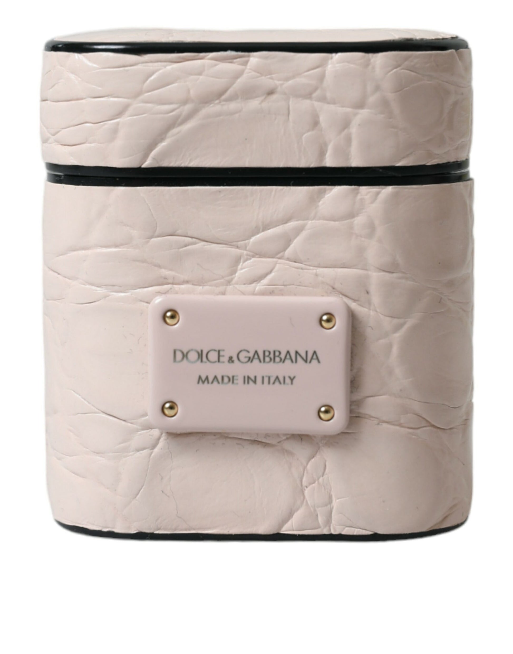 Dolce & Gabbana Elegant Light Pink Leather Airpod Case - KALAJ