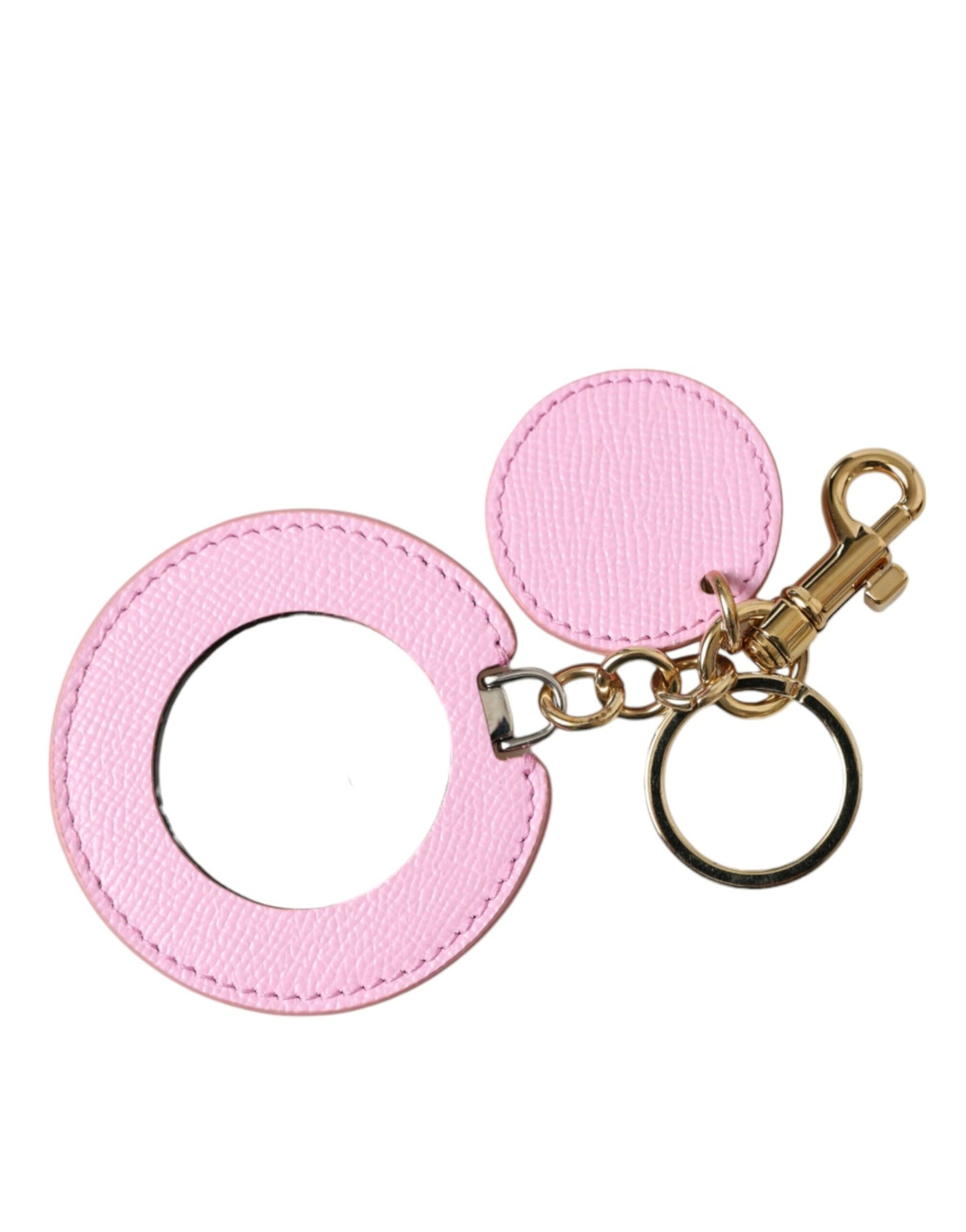 Dolce & Gabbana Elegant Pink Gold Leather Keychain - KALAJ