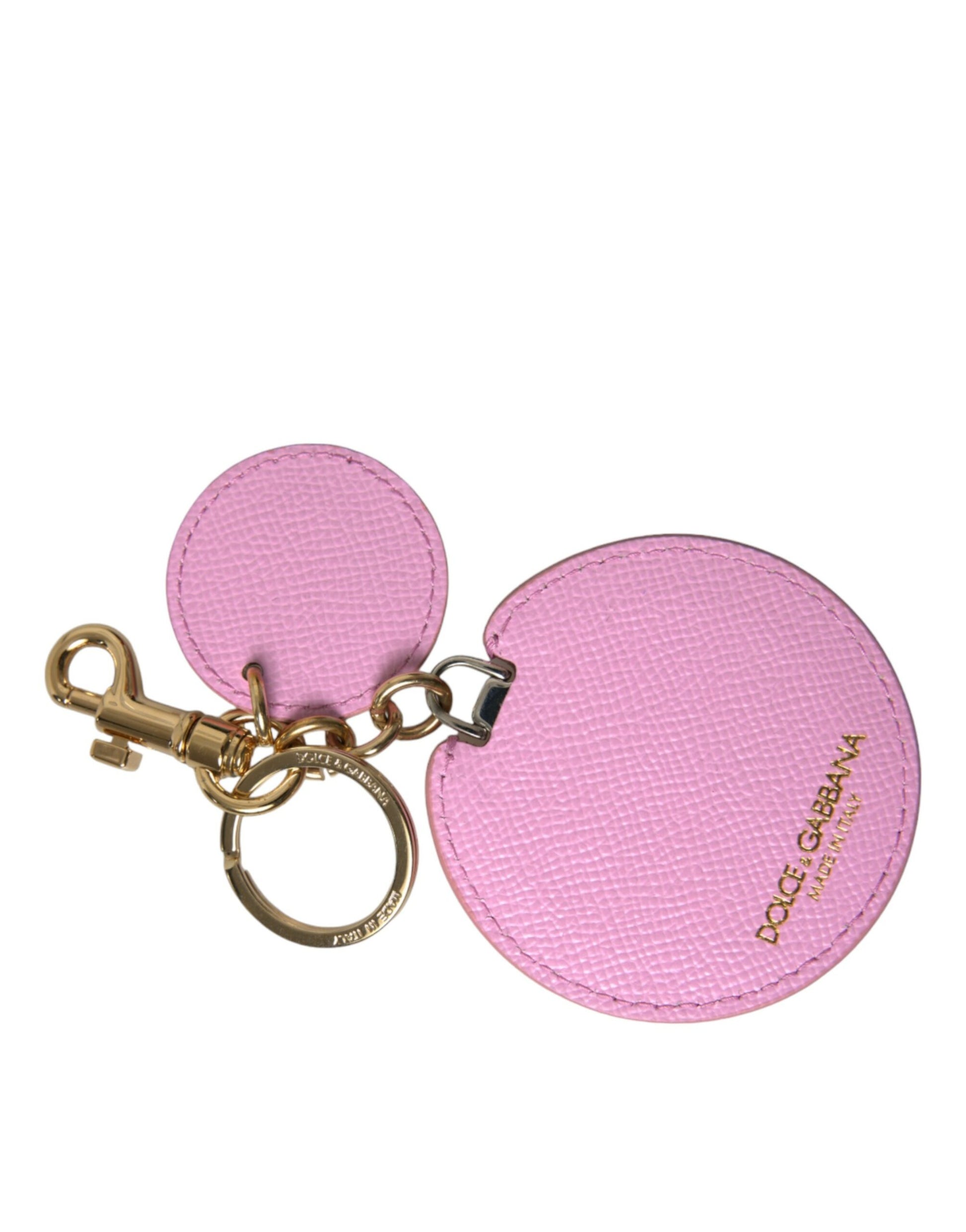 Dolce & Gabbana Elegant Pink Gold Leather Keychain - KALAJ