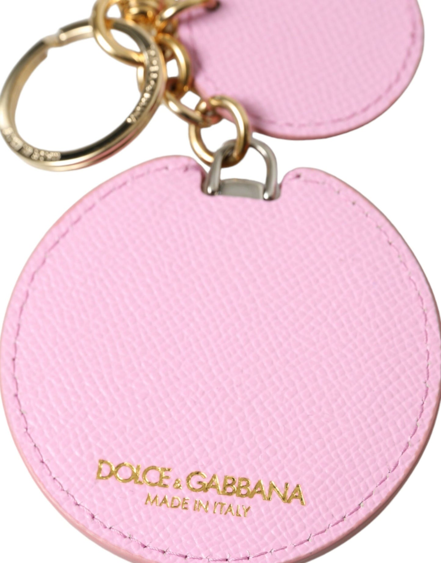 Dolce & Gabbana Elegant Pink Gold Leather Keychain - KALAJ