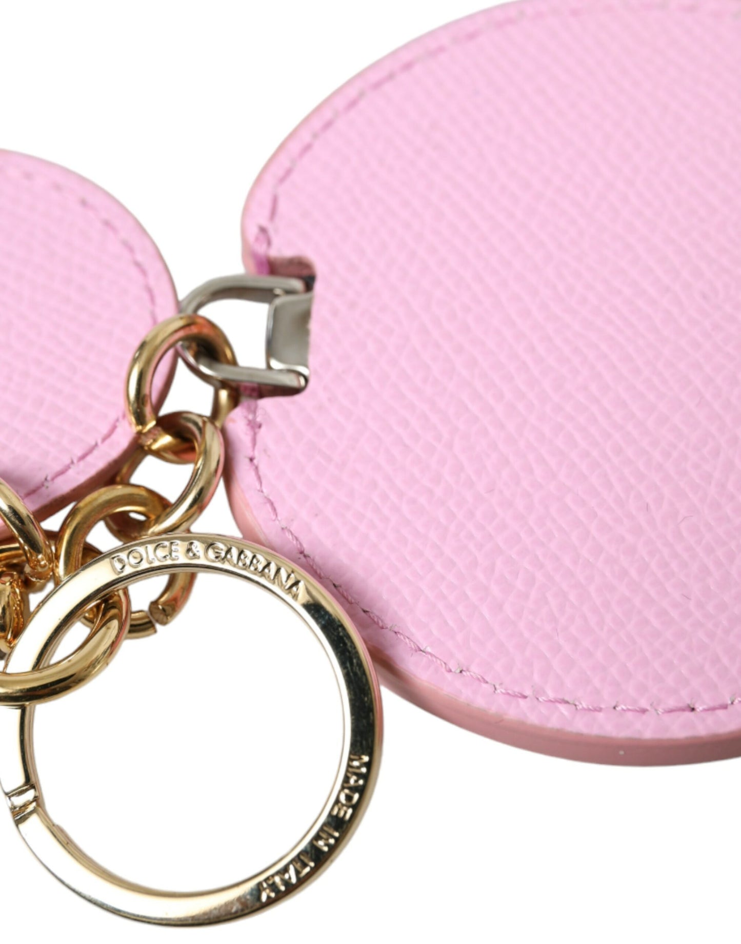 Dolce & Gabbana Elegant Pink Gold Leather Keychain - KALAJ