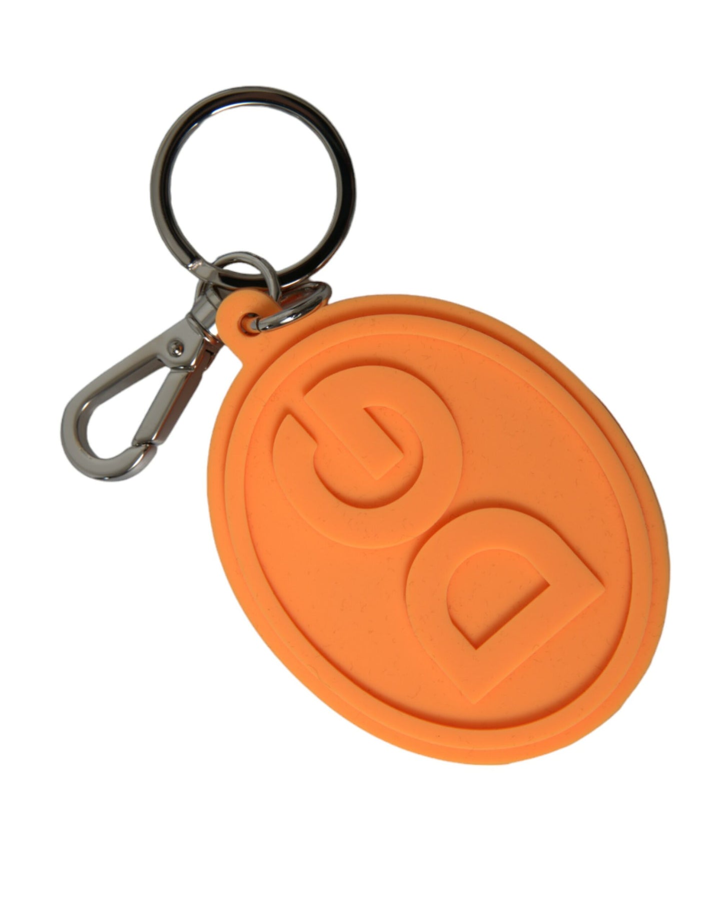 Dolce & Gabbana Elegant Orange Charm Keyring with Silver Detail - KALAJ