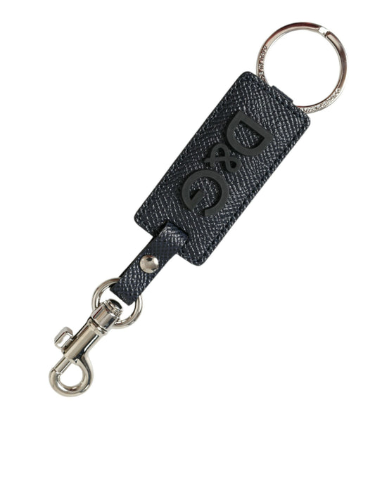 Dolce & Gabbana Elegant Leather Keychain in Black & Silver - KALAJ