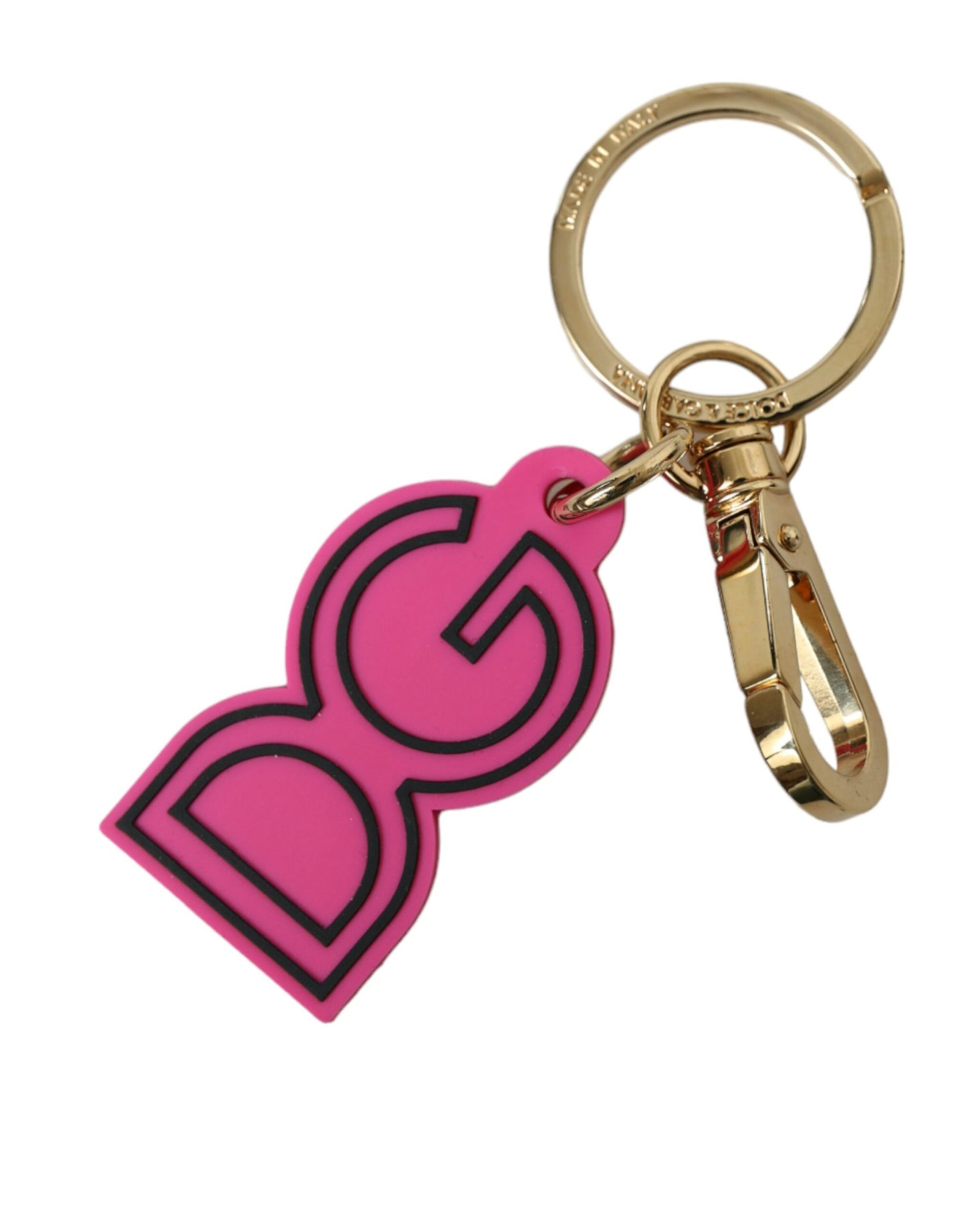 Dolce & Gabbana Chic Gold and Pink Logo Keychain - KALAJ