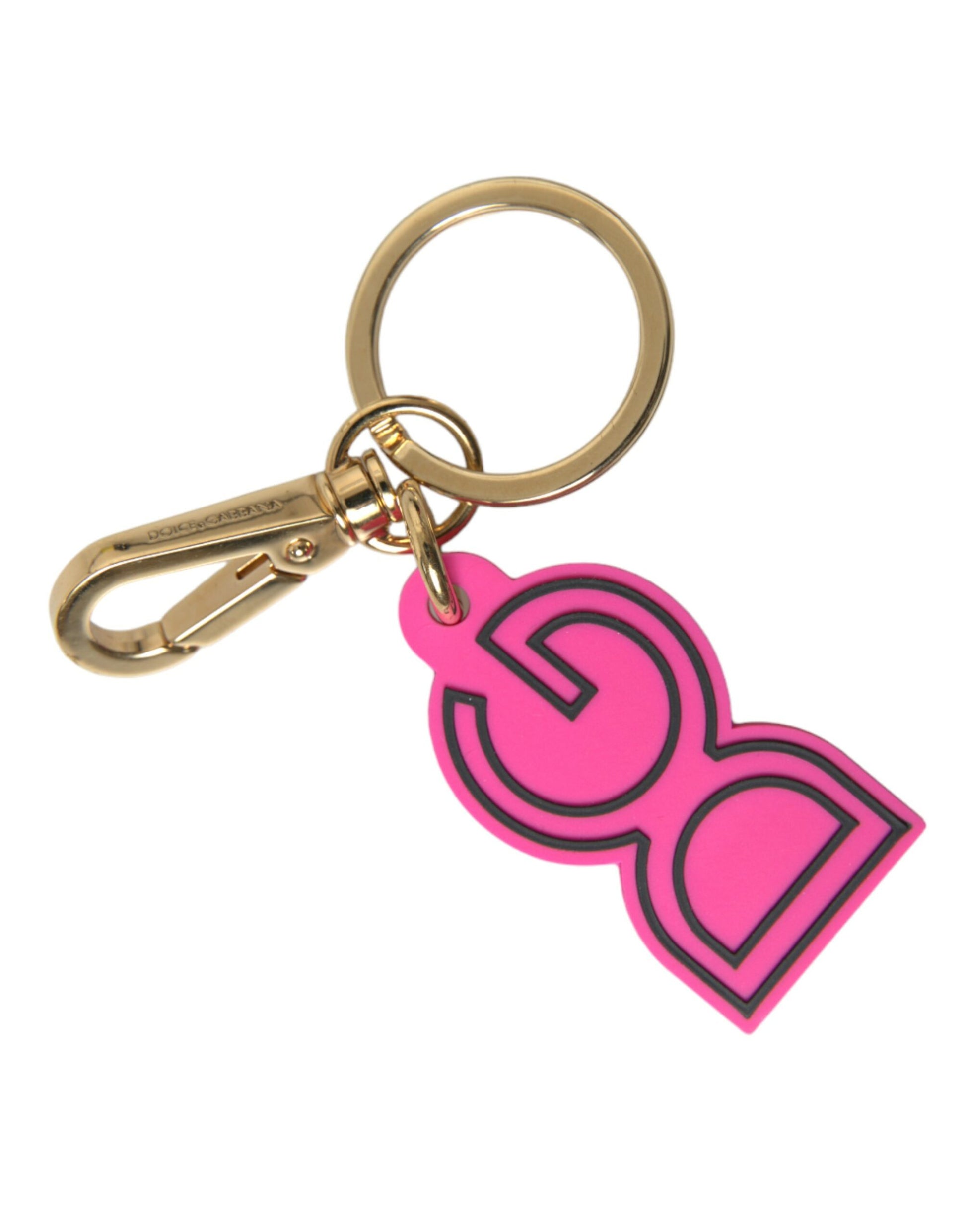 Dolce & Gabbana Chic Gold and Pink Logo Keychain - KALAJ