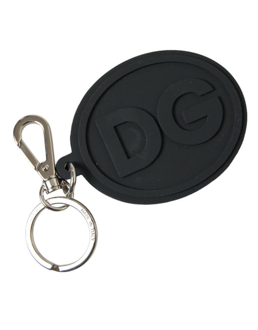 Dolce & Gabbana Chic Black and Silver Logo Keychain - KALAJ