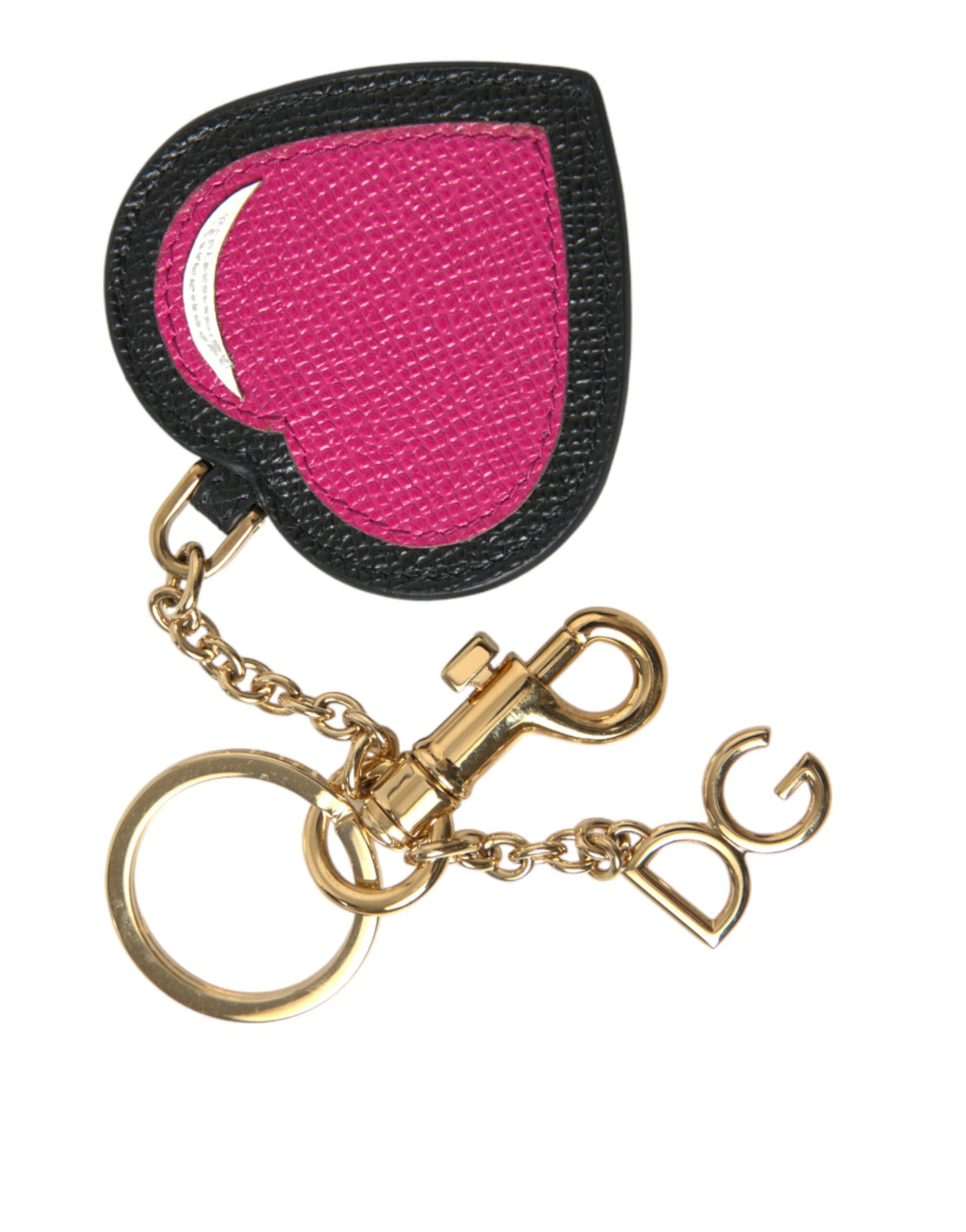 Dolce & Gabbana Stunning Gold and Pink Leather Keychain - KALAJ