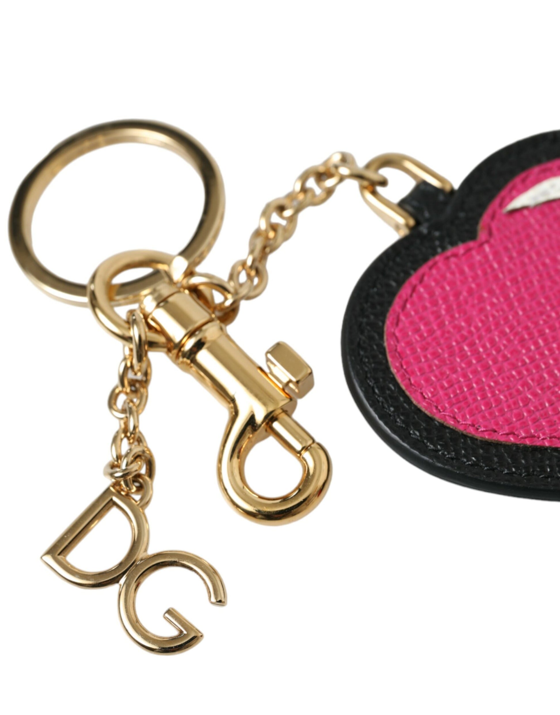 Dolce & Gabbana Stunning Gold and Pink Leather Keychain - KALAJ