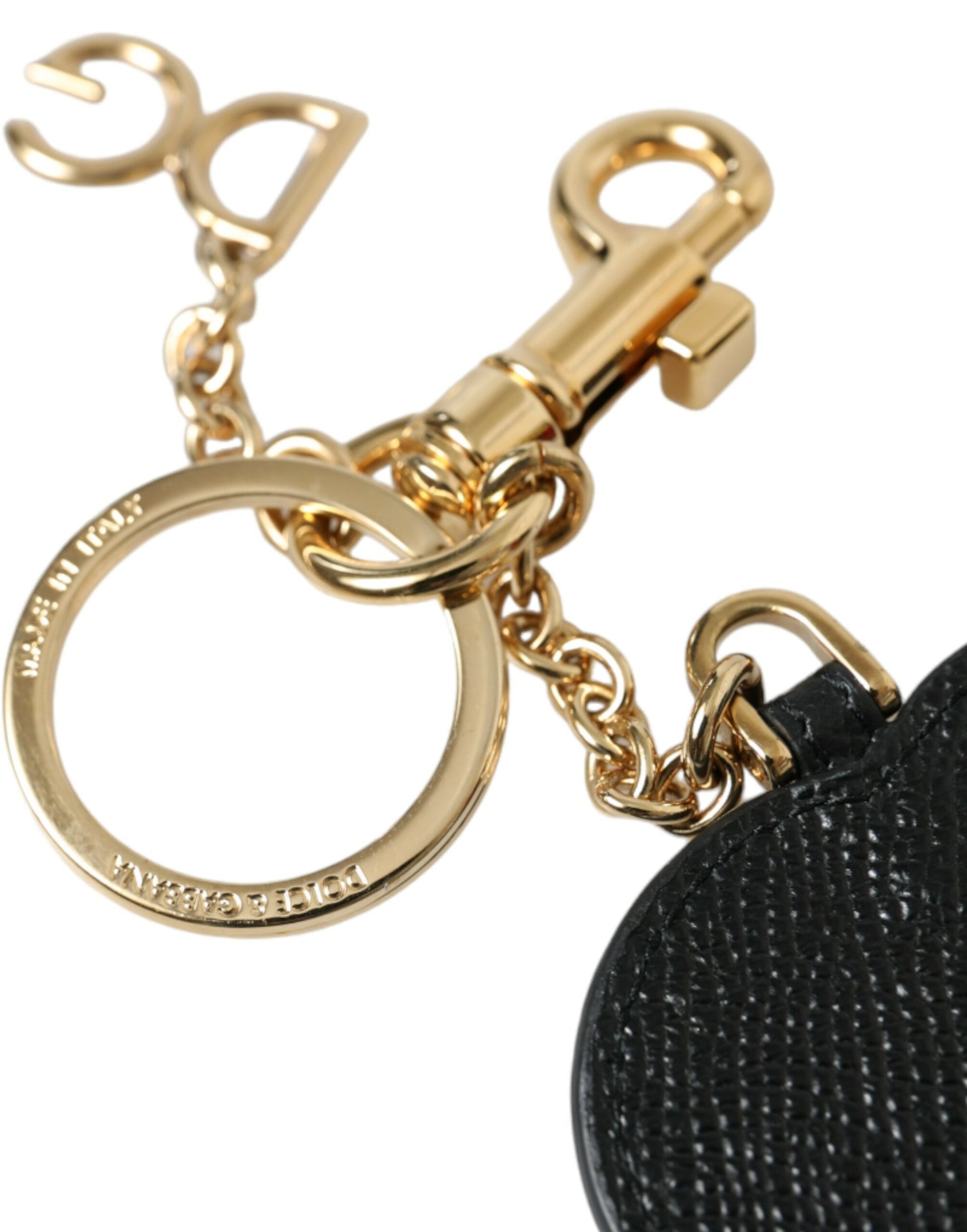 Dolce & Gabbana Stunning Gold and Pink Leather Keychain - KALAJ