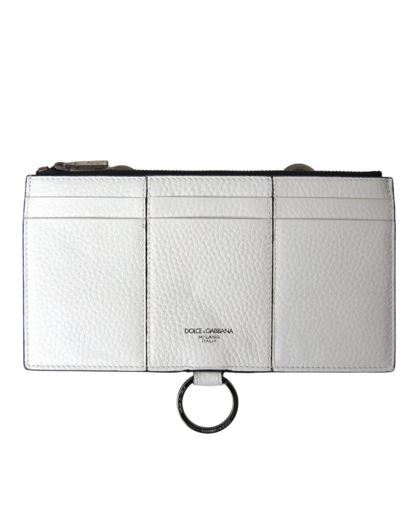 Dolce & Gabbana Elegant White Leather Crossbody Cardholder - KALAJ