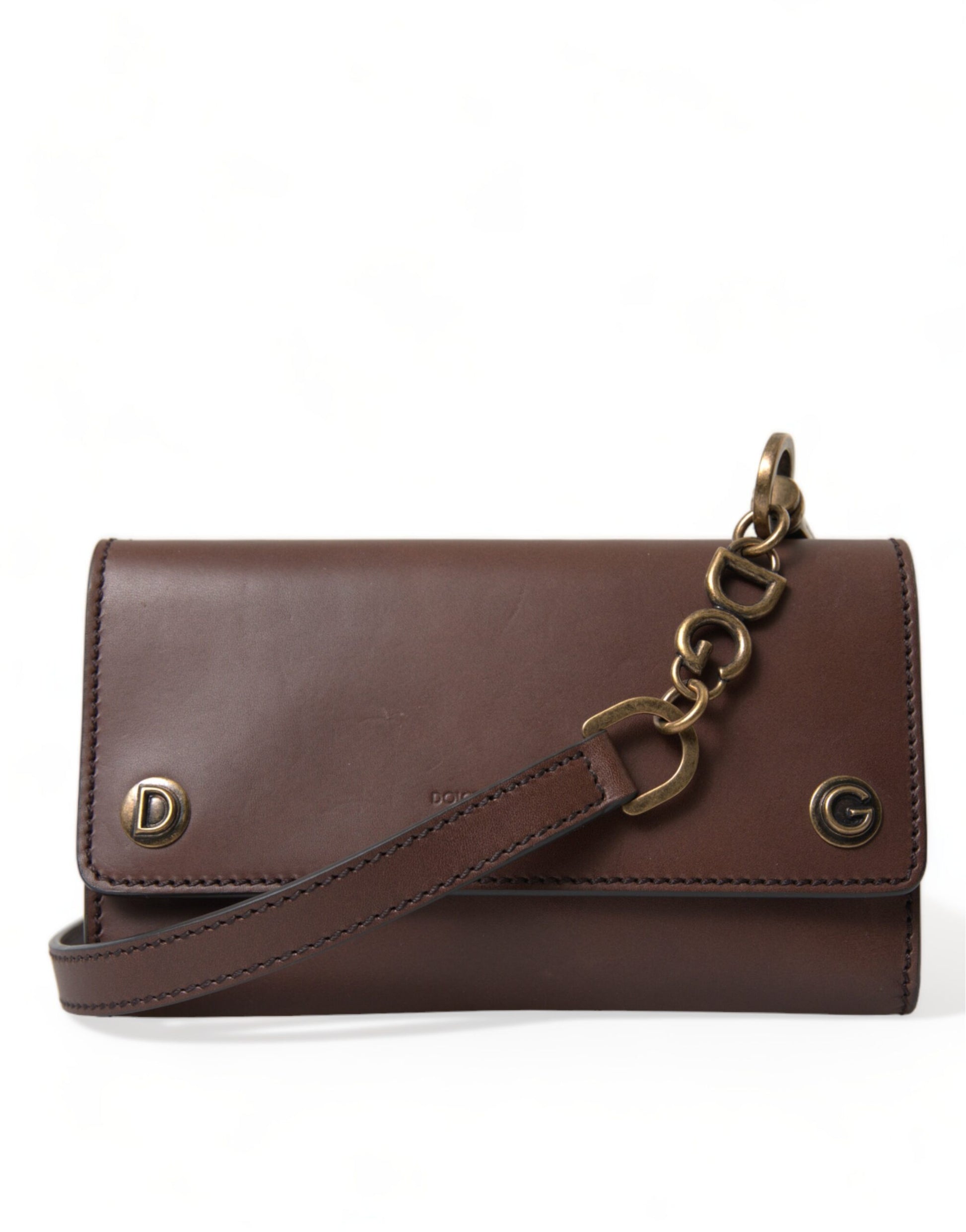 Dolce & Gabbana Elegant Leather Shoulder Bag in Rich Brown - KALAJ