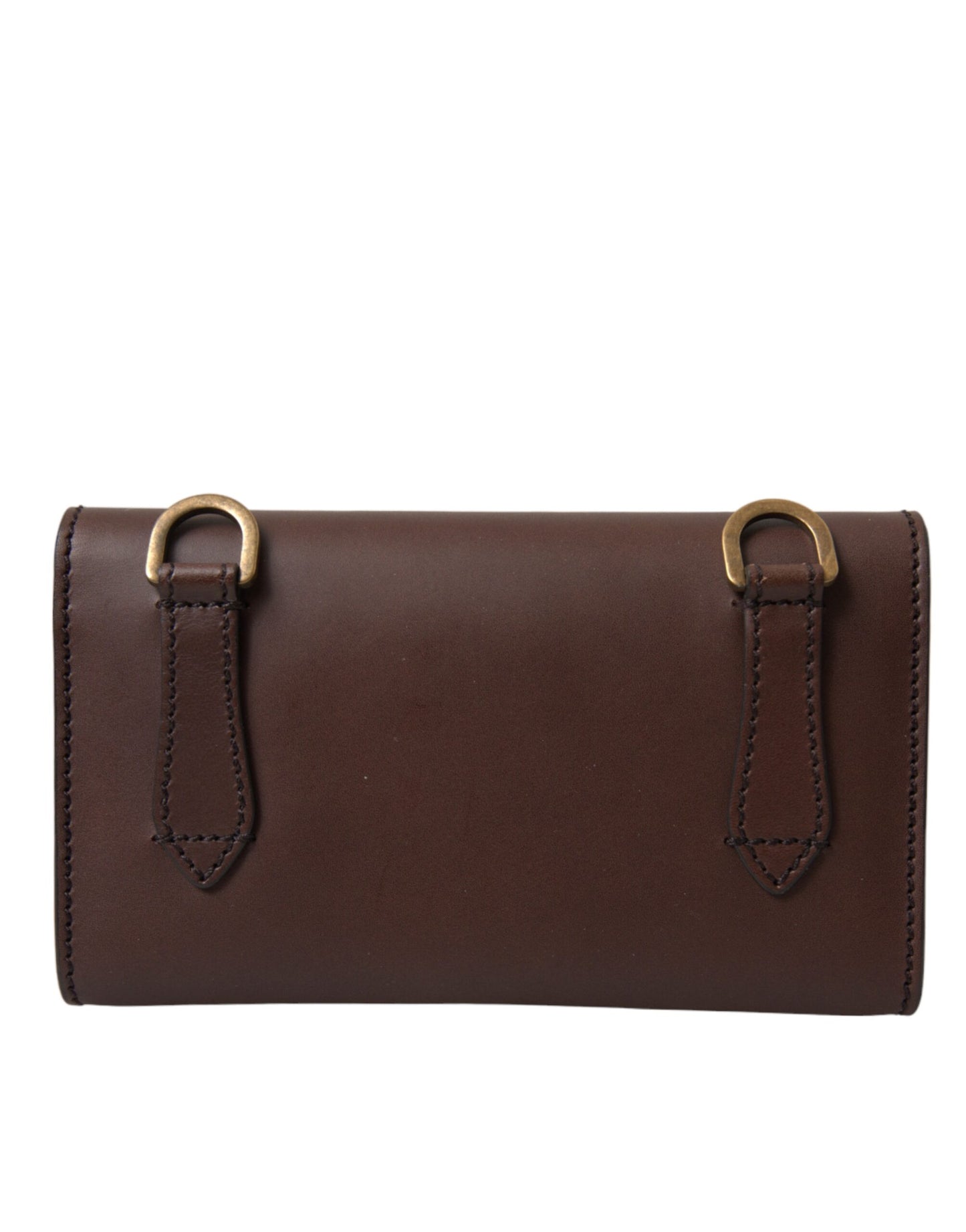 Dolce & Gabbana Elegant Leather Shoulder Bag in Rich Brown - KALAJ