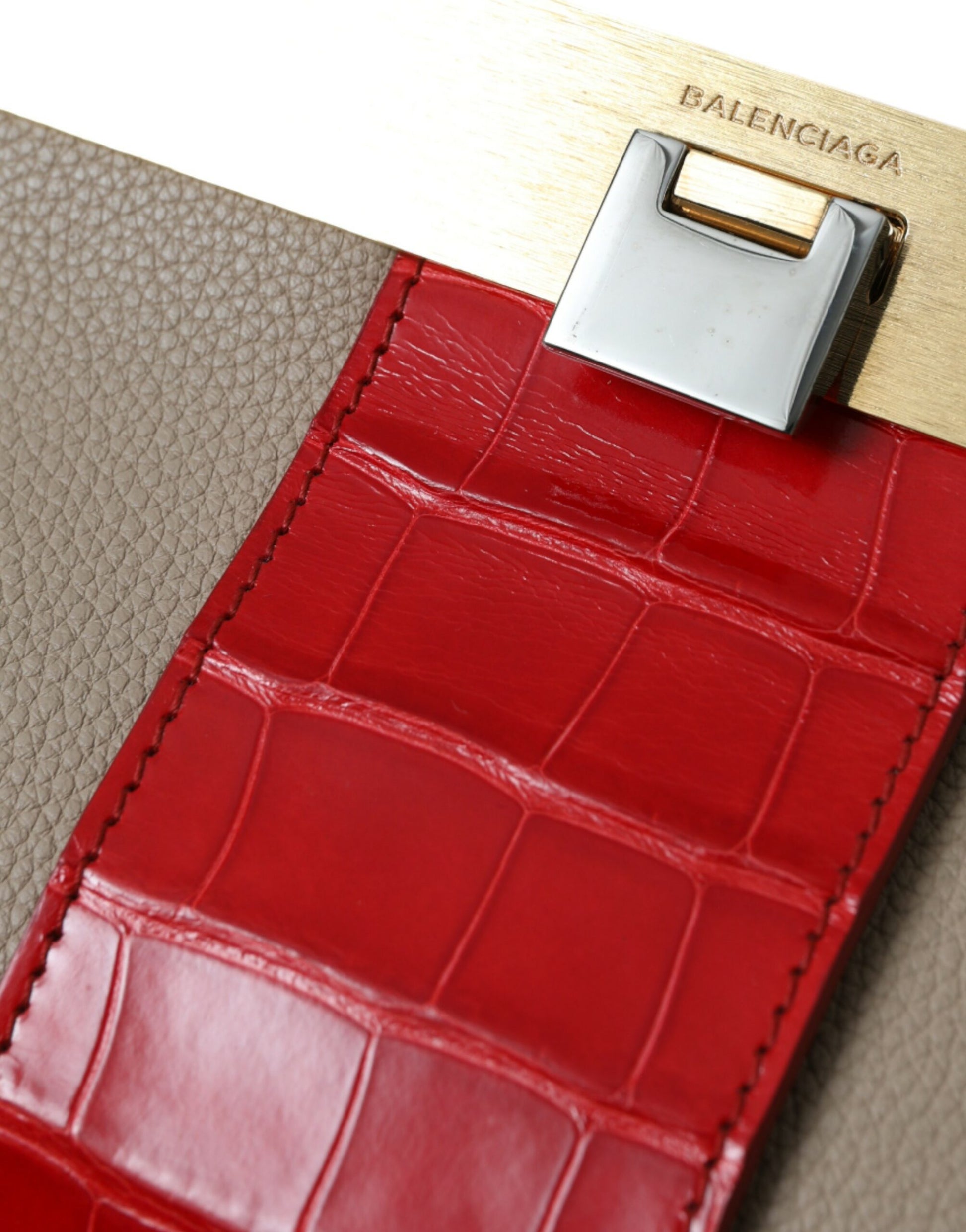 Balenciaga Two Tone Exotic Leather Clutch - KALAJ