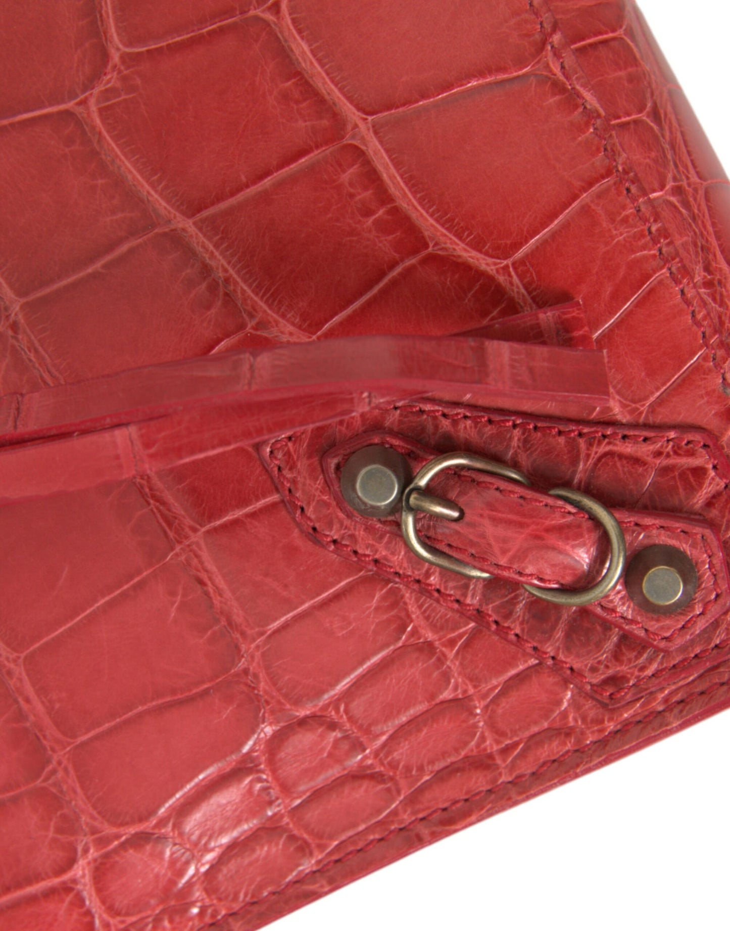 Balenciaga Exotic Red Alligator Leather Clutch - KALAJ