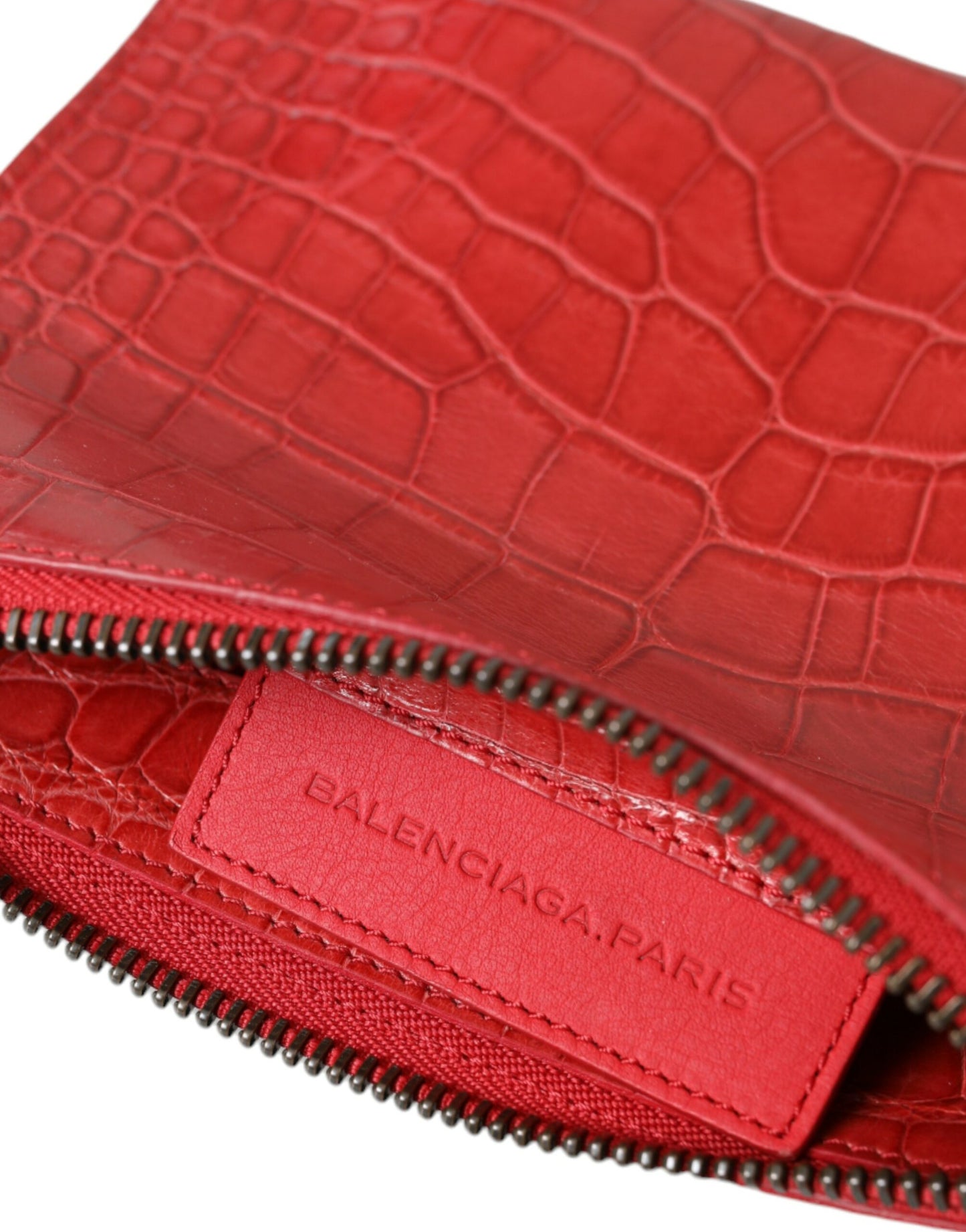 Balenciaga Exotic Red Alligator Leather Clutch - KALAJ