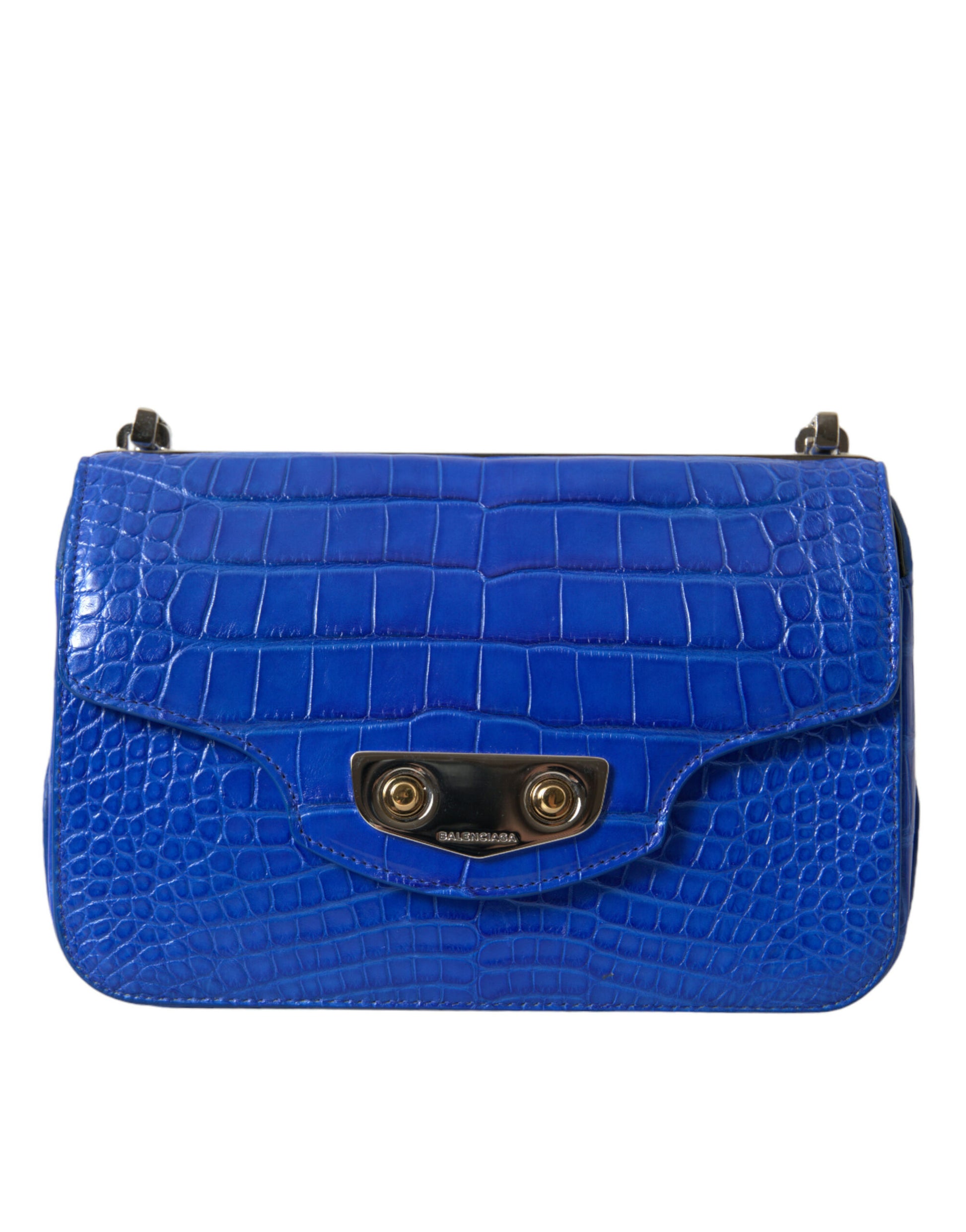 Balenciaga Alligator Skin Mini Shoulder Bag - Elegant Blue - KALAJ