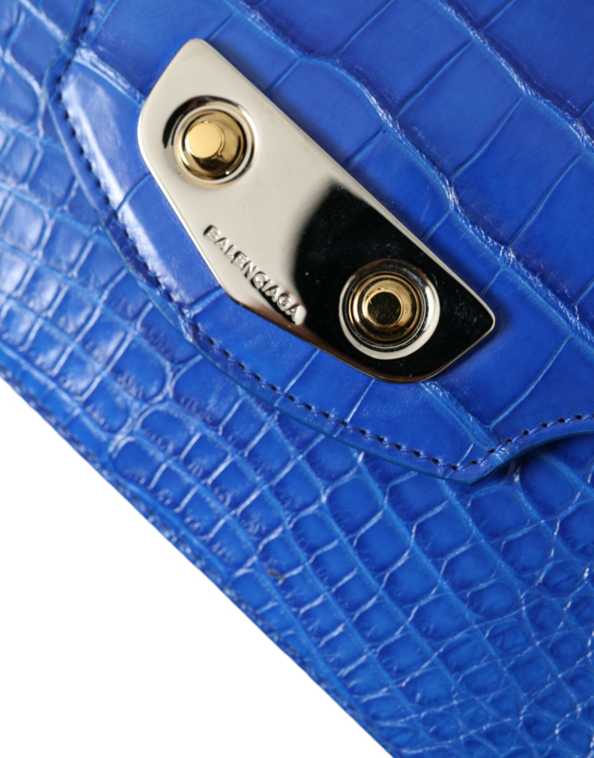 Balenciaga Alligator Skin Mini Shoulder Bag - Elegant Blue - KALAJ