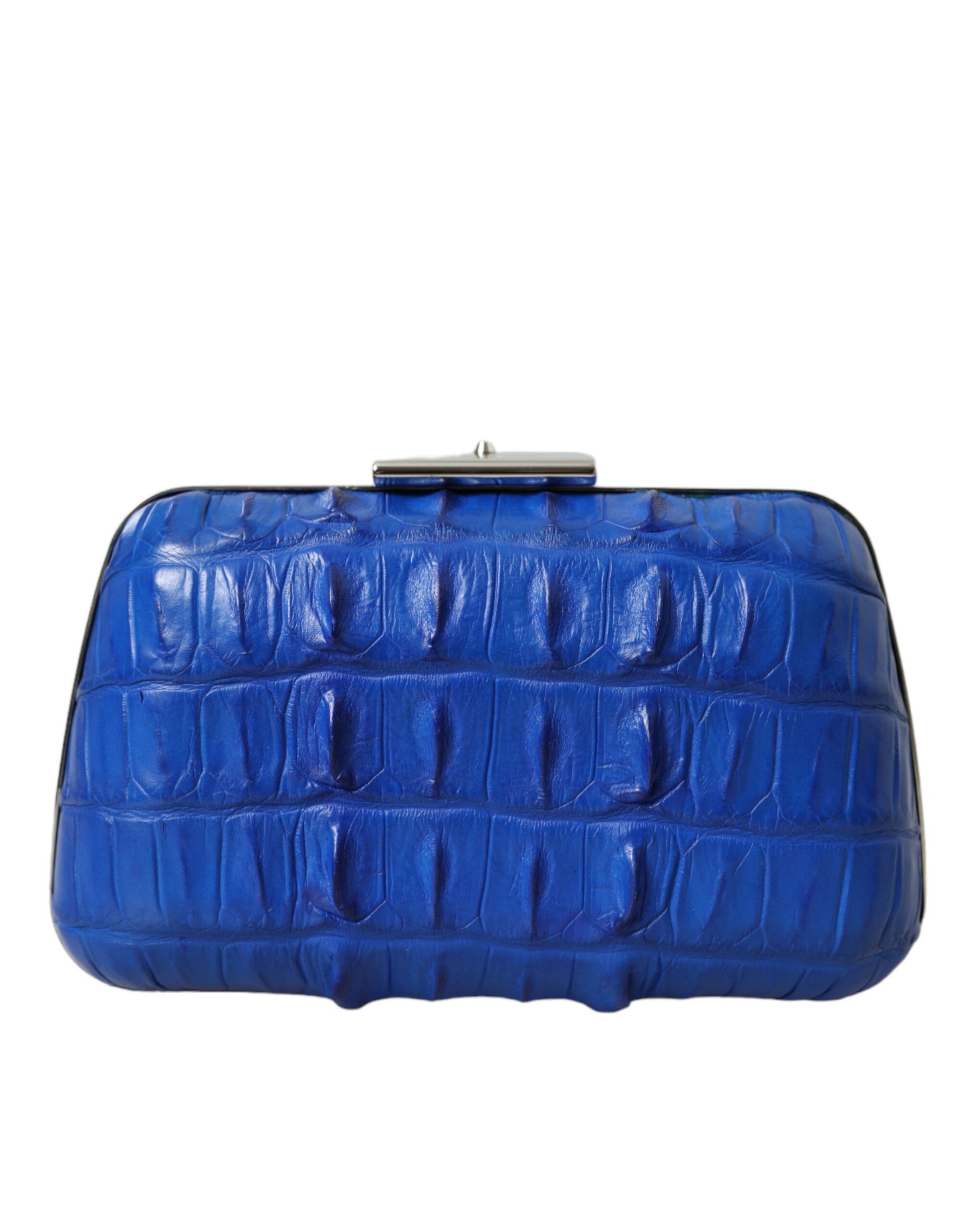 Balenciaga Electric Blue Crocodile Skin Clutch - KALAJ