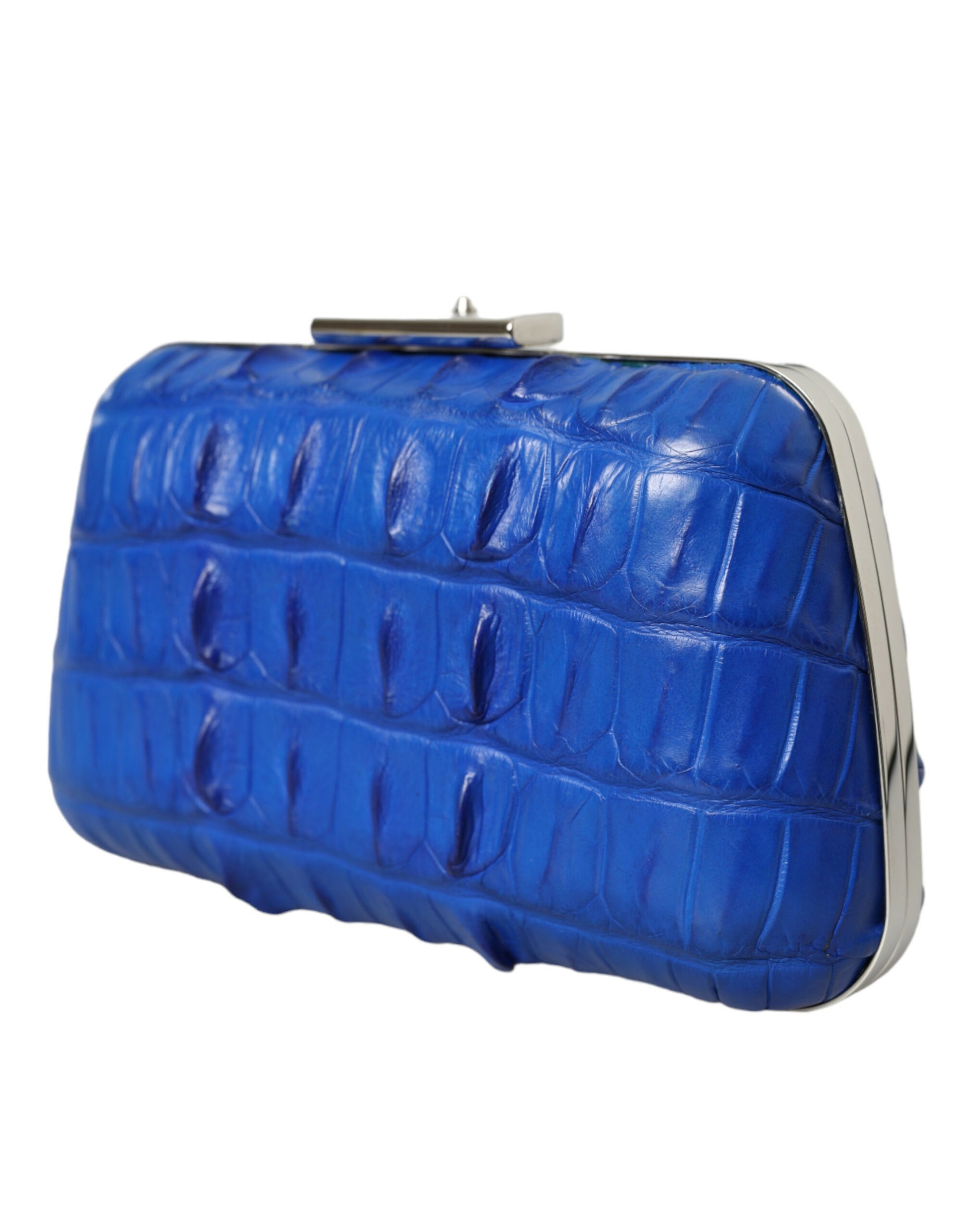 Balenciaga Electric Blue Crocodile Skin Clutch - KALAJ