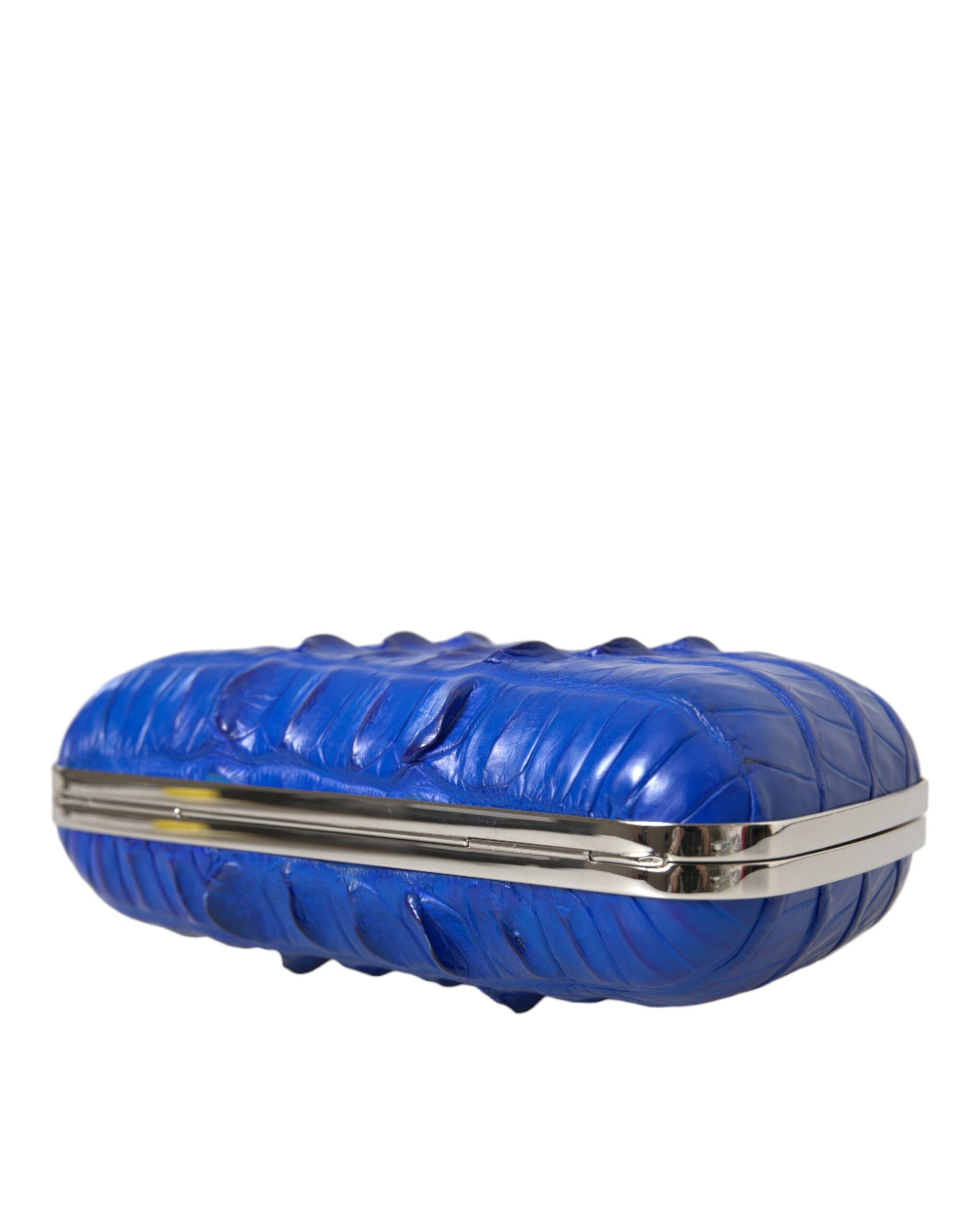 Balenciaga Electric Blue Crocodile Skin Clutch - KALAJ