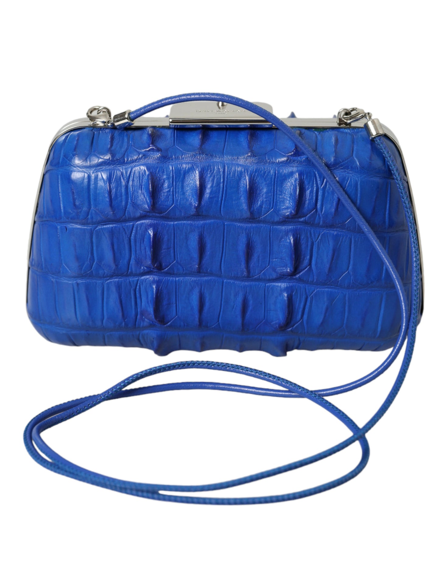 Balenciaga Electric Blue Crocodile Skin Clutch - KALAJ