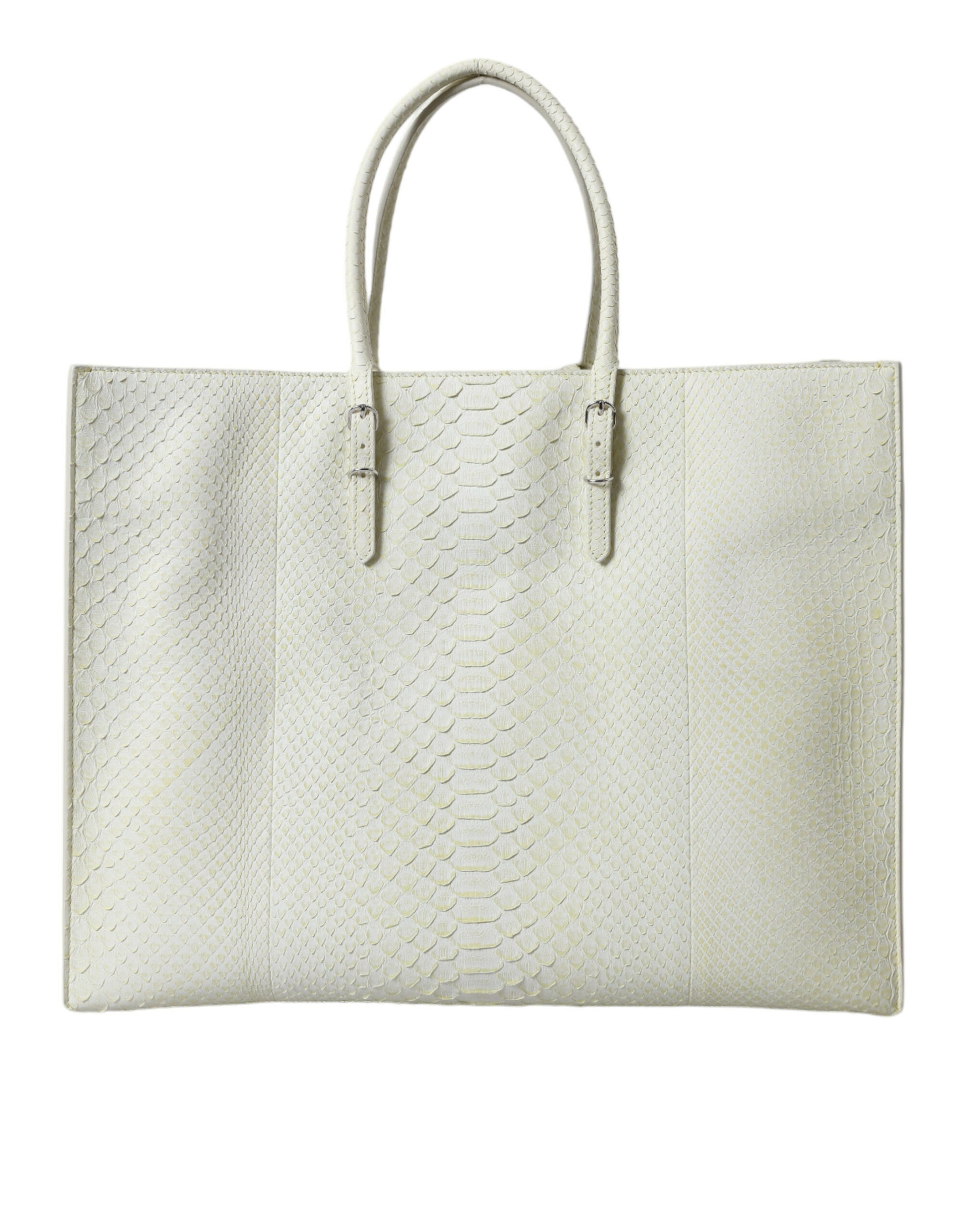 Balenciaga Chic Python Leather Tote in White & Yellow - KALAJ