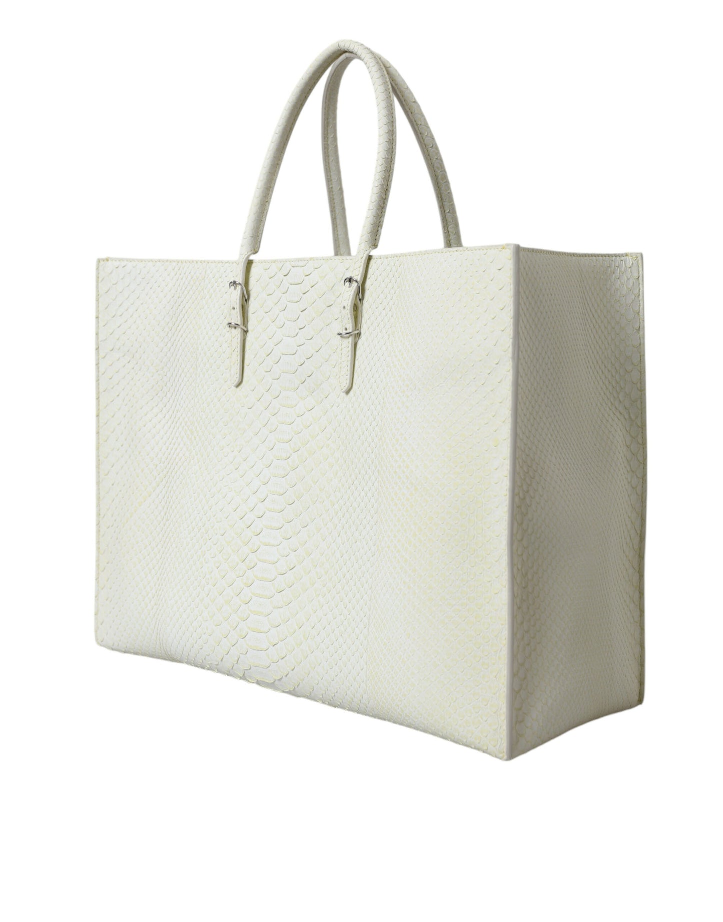 Balenciaga Chic Python Leather Tote in White & Yellow - KALAJ