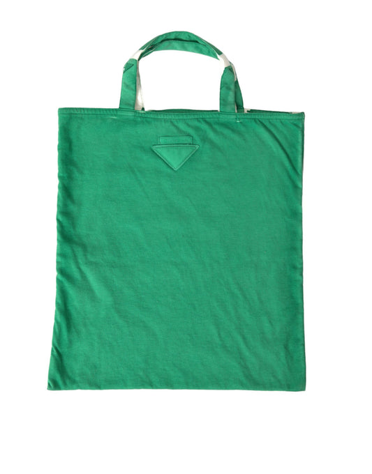 Prada Elegant Green Fabric Tote Bag - KALAJ