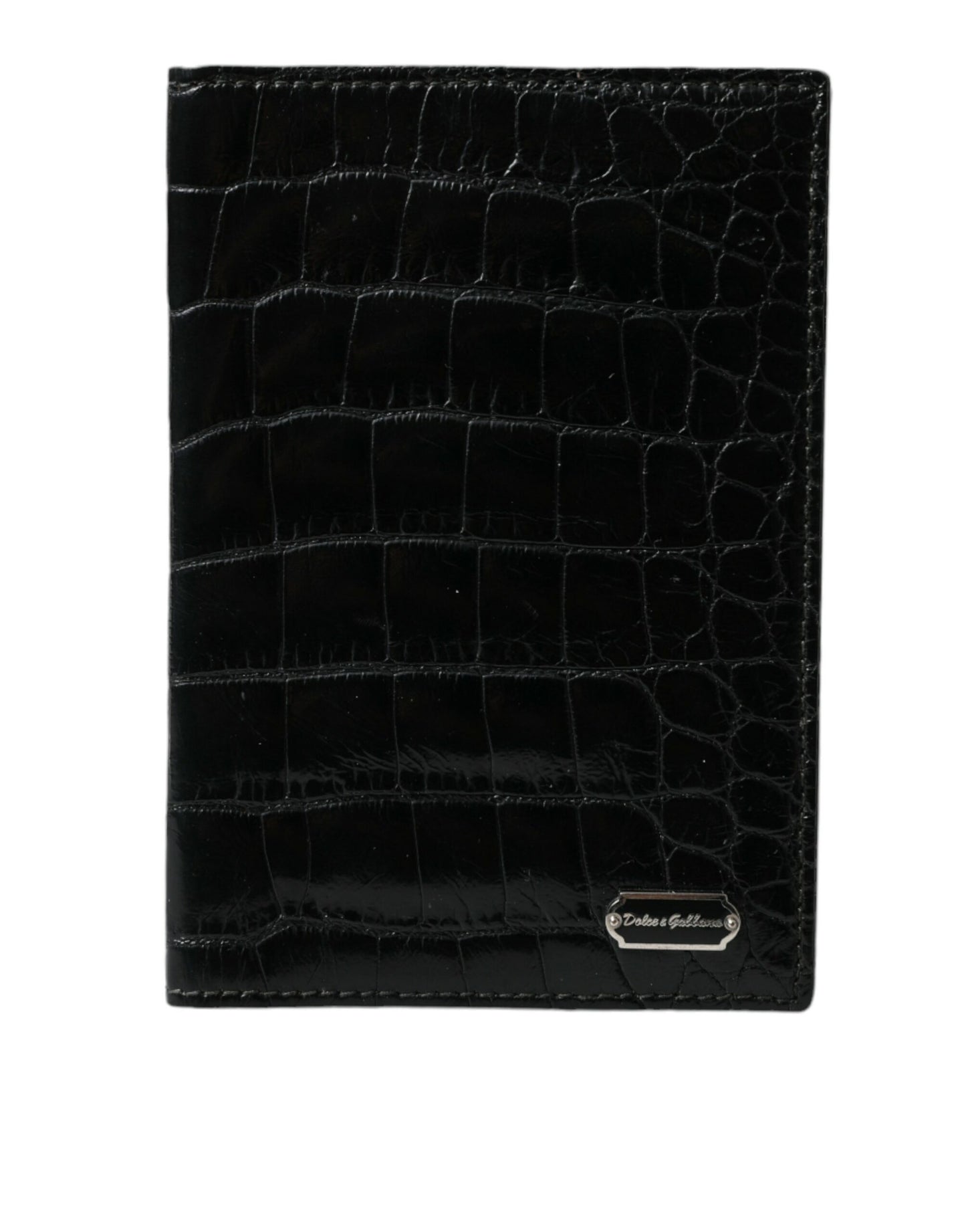 Dolce & Gabbana Black Exotic Skin Leather Long Bifold Passport Holder - KALAJ