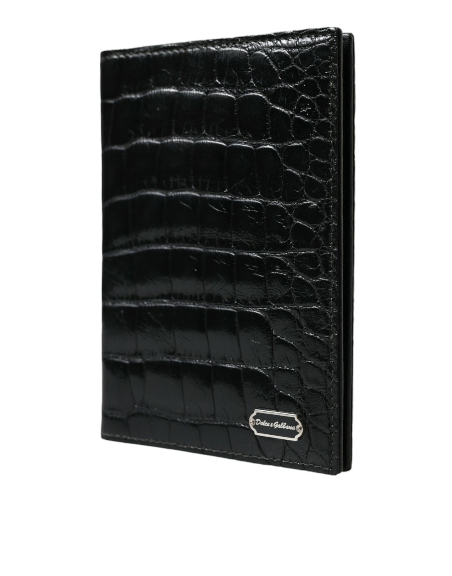 Dolce & Gabbana Black Exotic Skin Leather Long Bifold Passport Holder - KALAJ