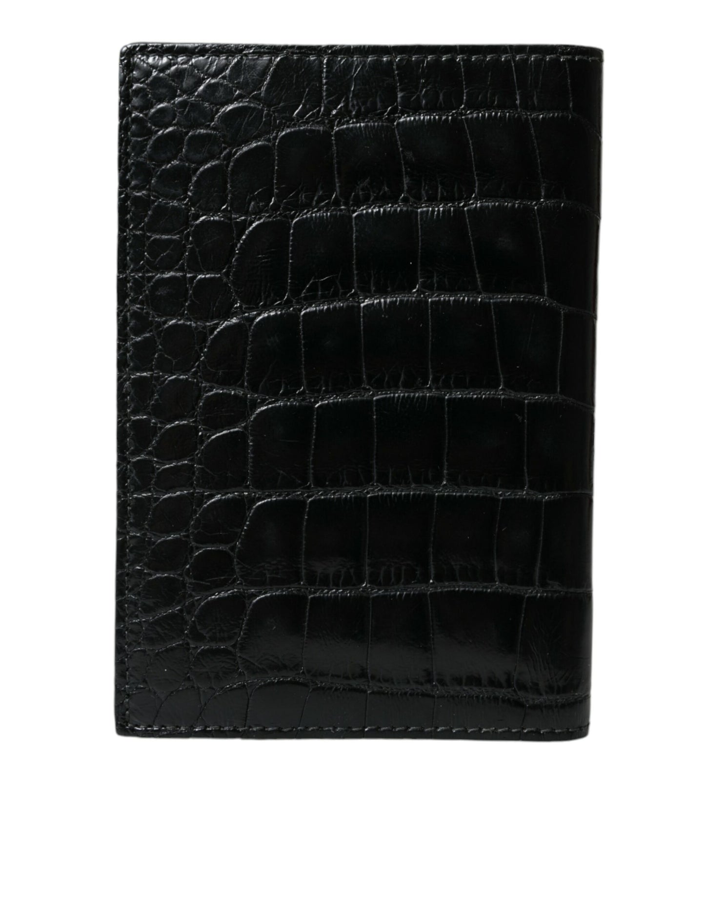 Dolce & Gabbana Black Exotic Skin Leather Long Bifold Passport Holder - KALAJ