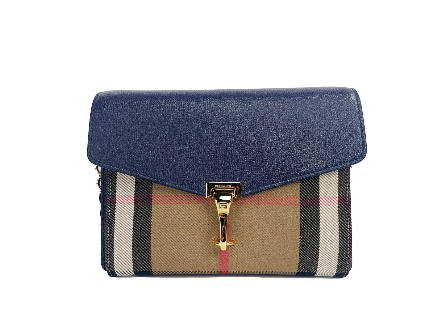 Burberry Macken Small Regency Blue House Check Leather Crossbody Bag - KALAJ