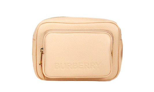 Burberry Small Branded Peach Pink Grainy Leather Camera Crossbody Bag - KALAJ