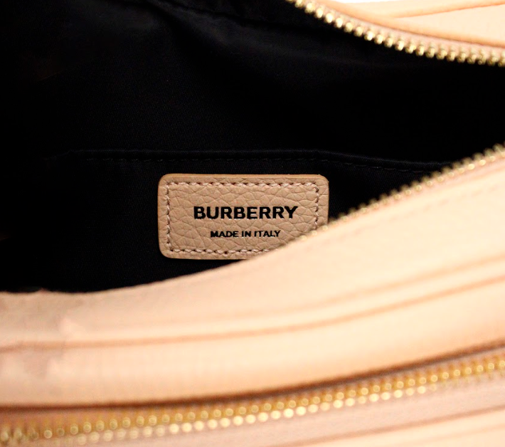 Burberry Small Branded Peach Pink Grainy Leather Camera Crossbody Bag - KALAJ