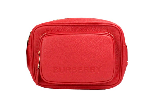 Burberry Small Branded Bright Red Grainy Leather Camera Crossbody Bag - KALAJ