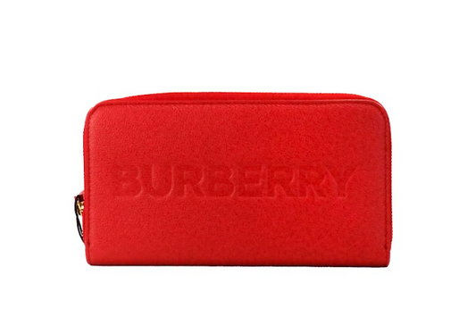 Burberry Elmore Red Embossed Logo Leather Continental Clutch Wallet - KALAJ