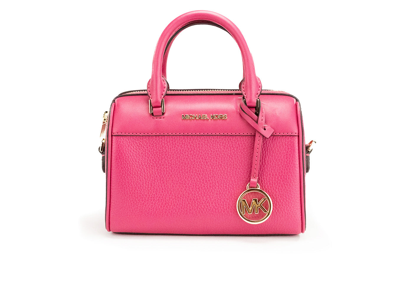 Michael Kors Travel XS Carmine Pink Leather Duffle Crossbody Handbag Purse - KALAJ