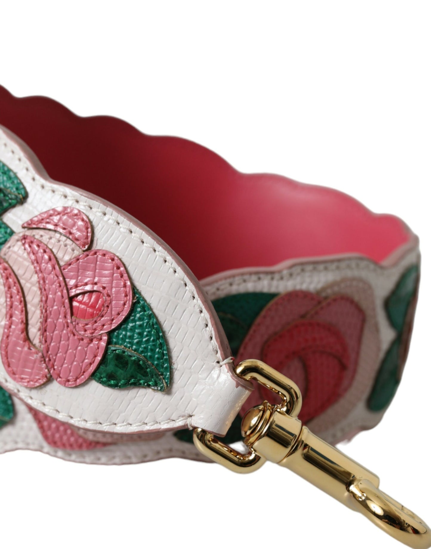 Dolce & Gabbana White Floral Leather Accessory Shoulder Strap - KALAJ