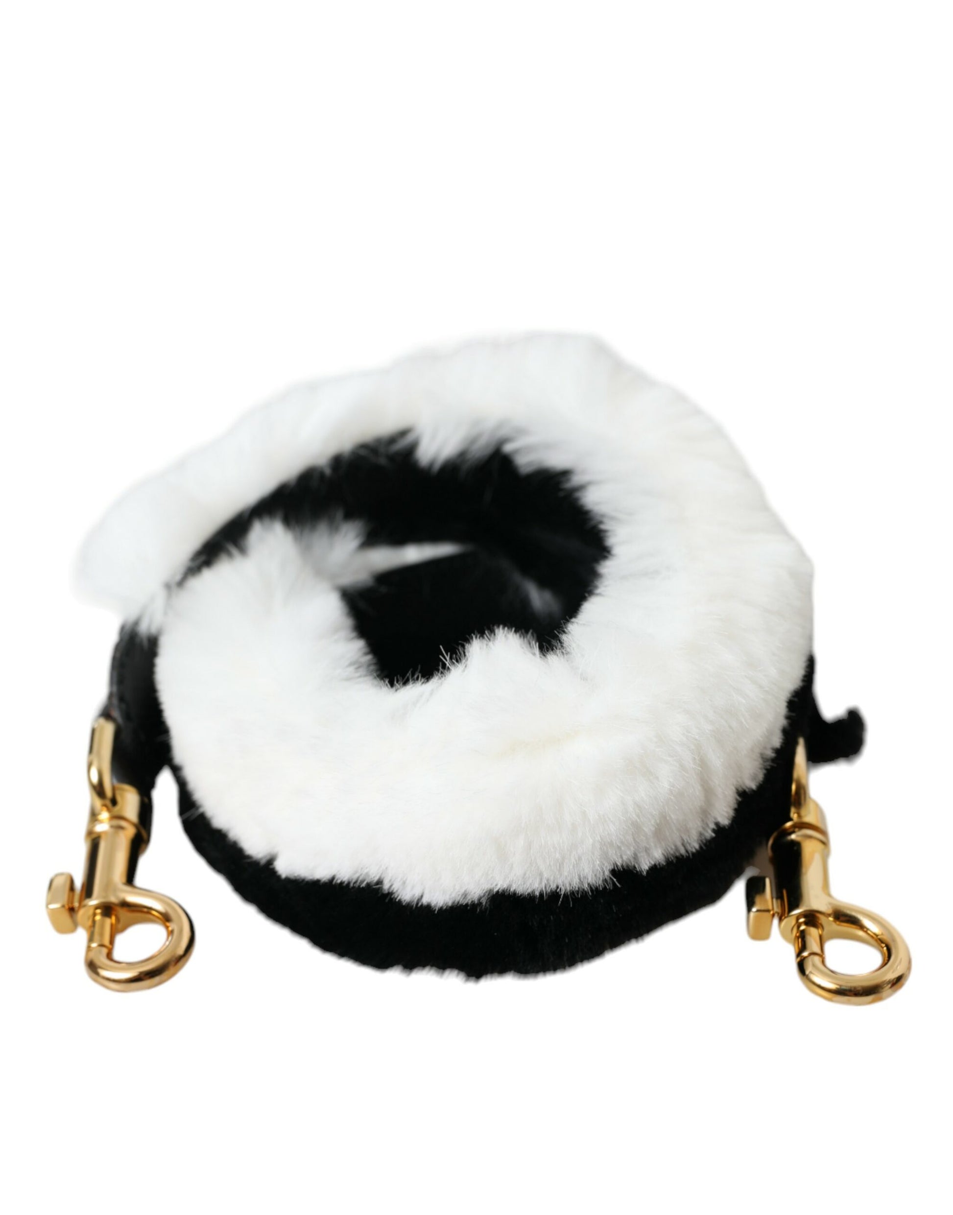 Dolce & Gabbana Black White Lapin Fur Accessory Shoulder Strap - KALAJ