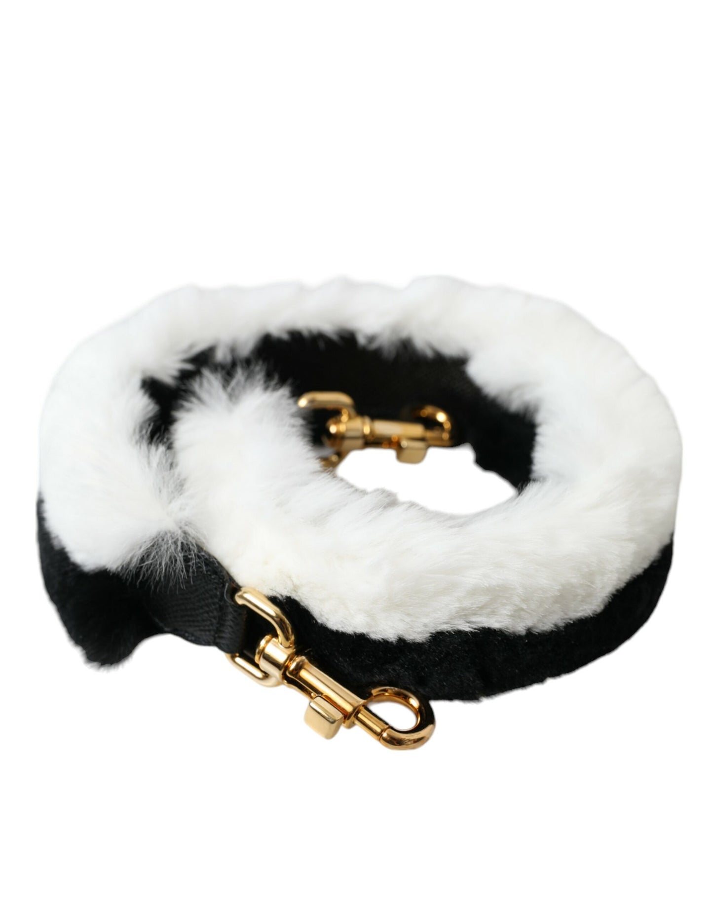 Dolce & Gabbana Black White Lapin Fur Accessory Shoulder Strap - KALAJ