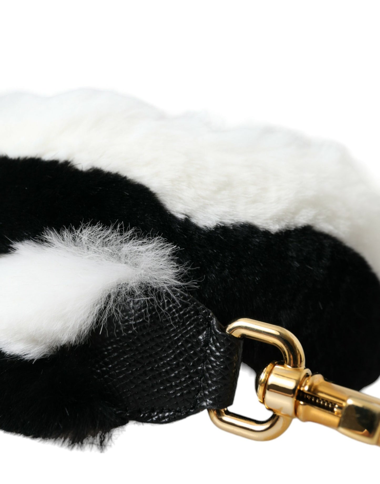 Dolce & Gabbana Black White Lapin Fur Accessory Shoulder Strap - KALAJ