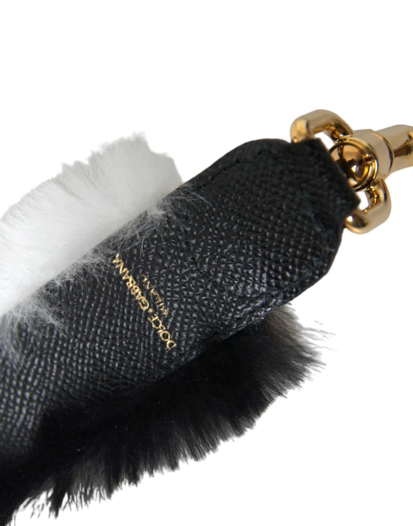 Dolce & Gabbana Black White Lapin Fur Accessory Shoulder Strap - KALAJ