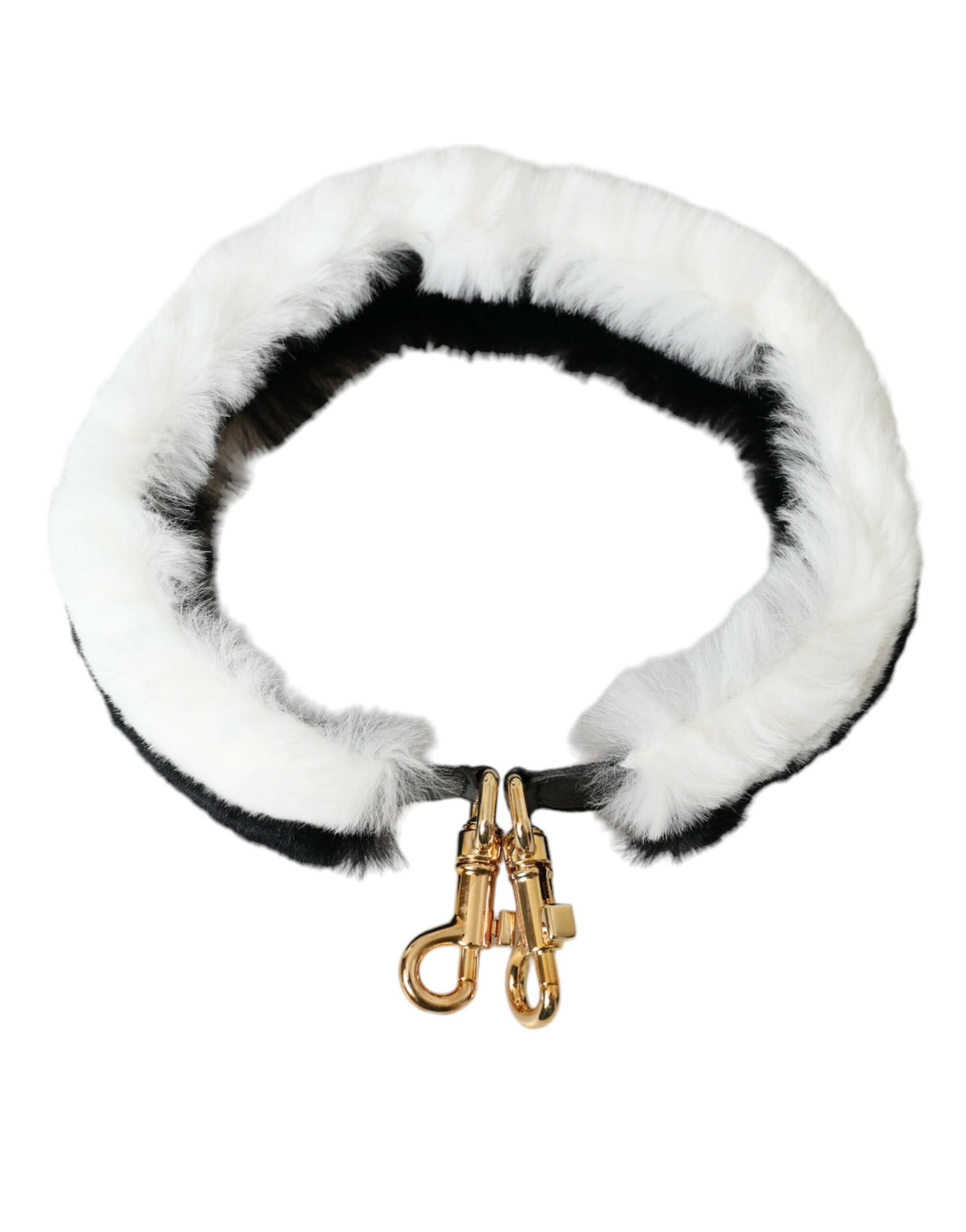 Dolce & Gabbana Black White Lapin Fur Accessory Shoulder Strap - KALAJ