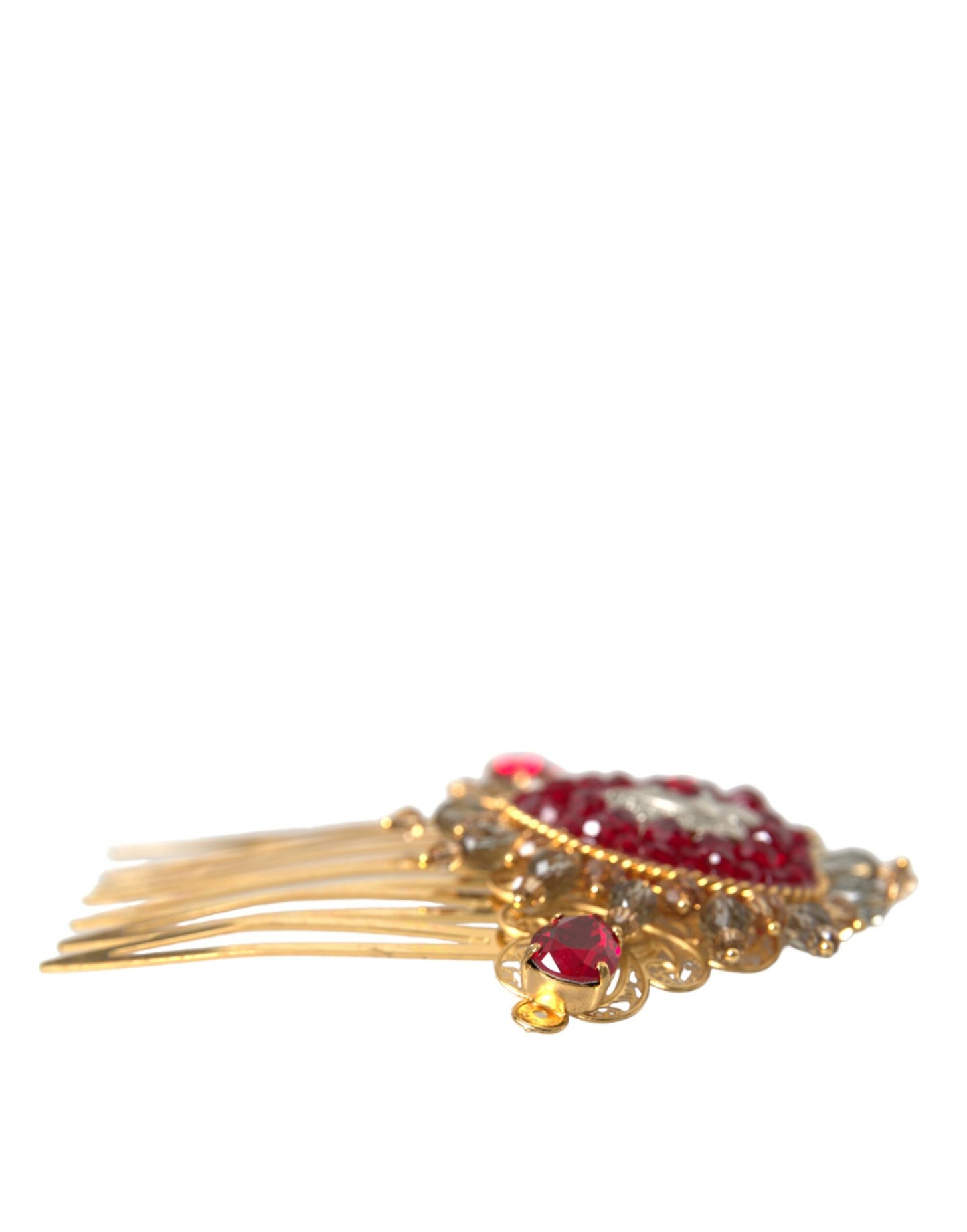 Dolce & Gabbana Gold Brass Crystal Heart Women Hair Comb - KALAJ