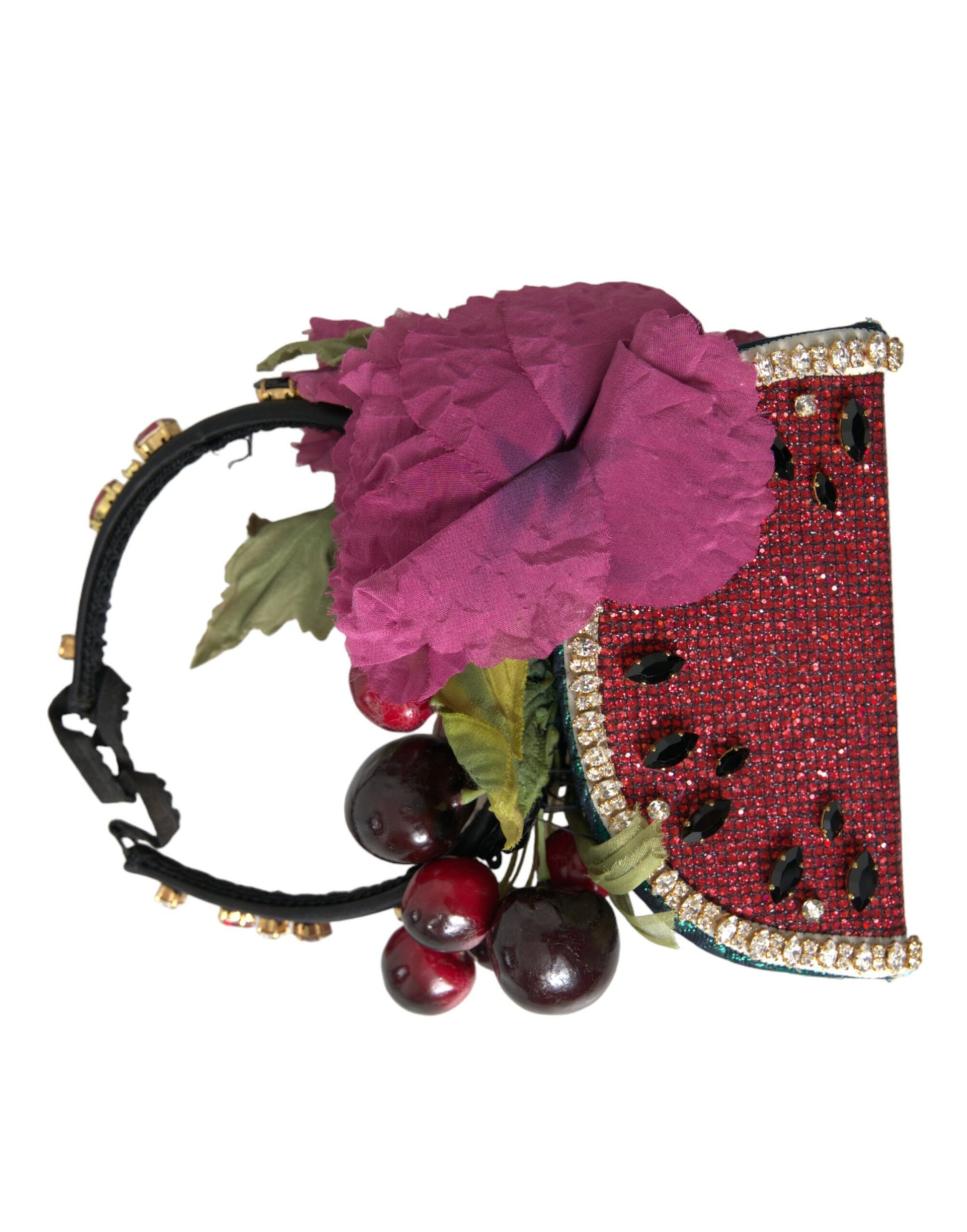 Dolce & Gabbana Red Watermelon Cherry Crystal Hairband Statement Diadem - KALAJ